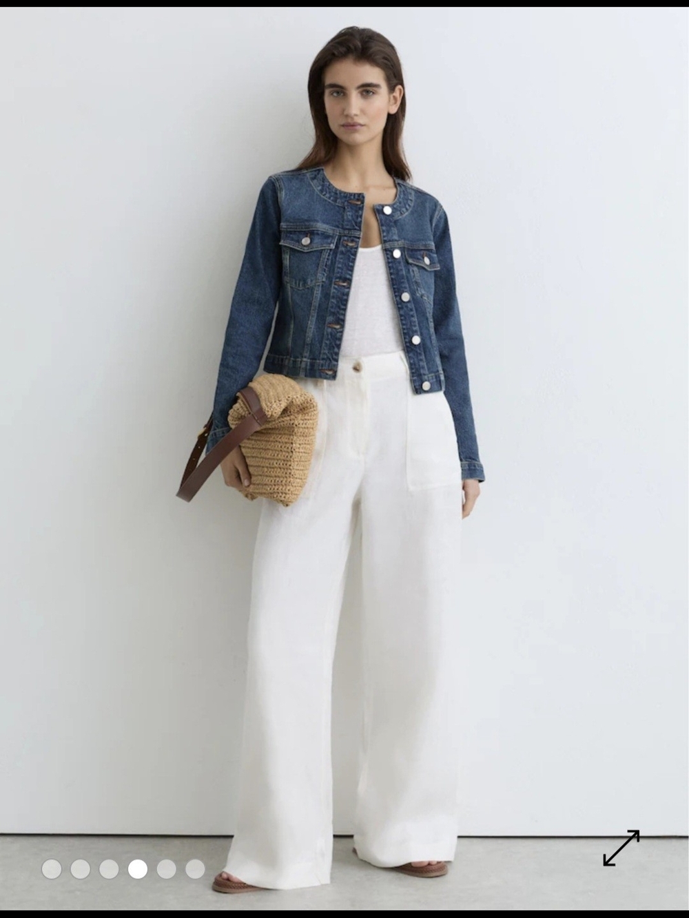 Reiss Collarless Denim Cropped Jacket 4 $350 - Picture 4 of 7